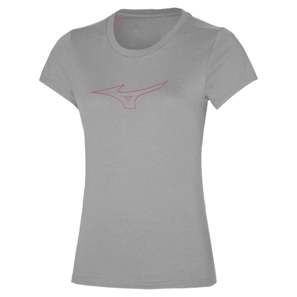 Mizuno RB Logo Tee sportshirt dames | grijs met roze logo