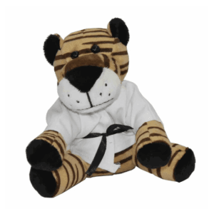 Knuffel Tijger David in Gi met zwarte Band