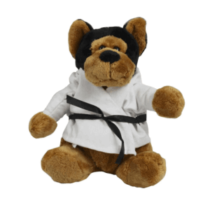 Knuffel Hond Tomke in Gi met zwarte Band