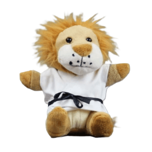 Knuffel Leeuw in Gi met zwarte Band