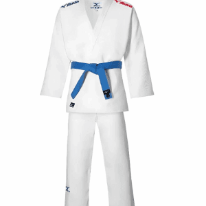 Mizuno Keiko judopak wit met rood/blauwe borduring